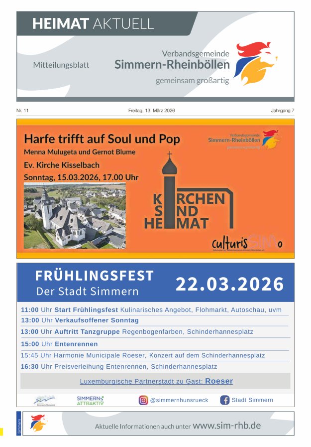 Heimat Aktuell - Mitteilungsbl der VG Simmern-Rheinböllen Ausg Simmern Titelblatt 11/2026