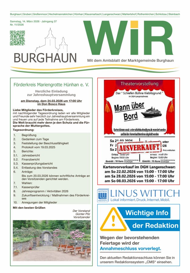 WIR - mit Amtsblatt der Marktgemeinde Burghaun Titelblatt 11/2026