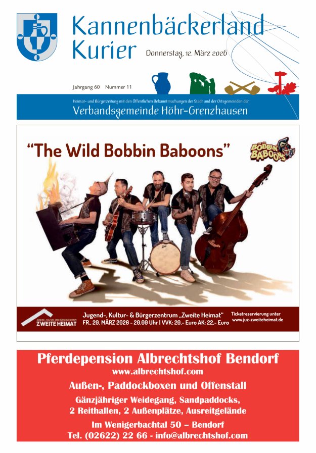 Kannenbäckerland-Kurier Verbandsgemeinde Höhr-Grenzhausen Titelblatt 11/2026