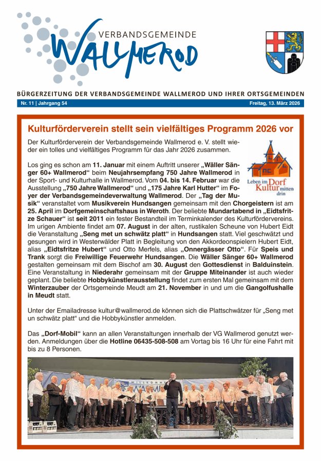 Wir über uns - Verbandsgemeinde Wallmerod Titelblatt 11/2026