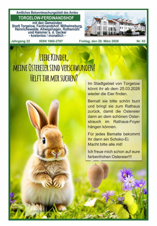 Amtliches Bekanntmachungsblatt des Amtes Torgelow-Ferdinandshof Titelblatt 03/2026