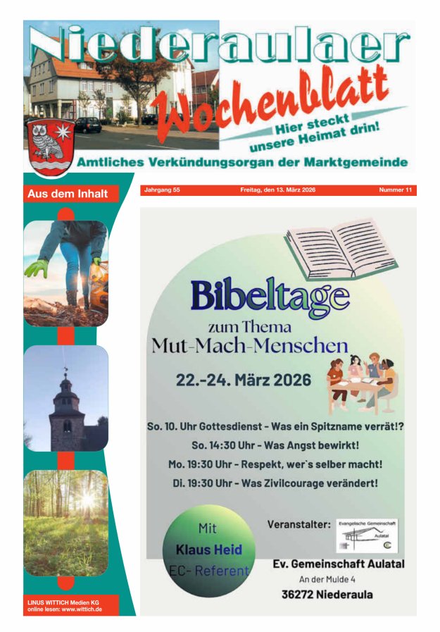Niederaulaer Wochenblatt Titelblatt 11/2026