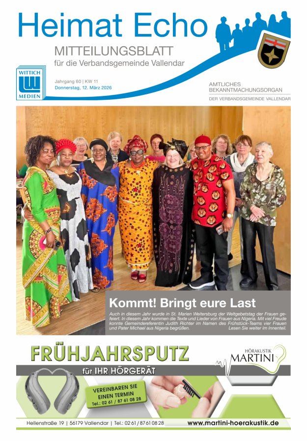 Heimat-Echo - Heimat- und Bürgerzeitung Verbandsgemeinde Vallendar Titelblatt 11/2026