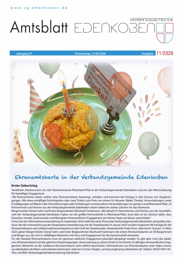 Amtsblatt VG Edenkoben Titelblatt 11/2026