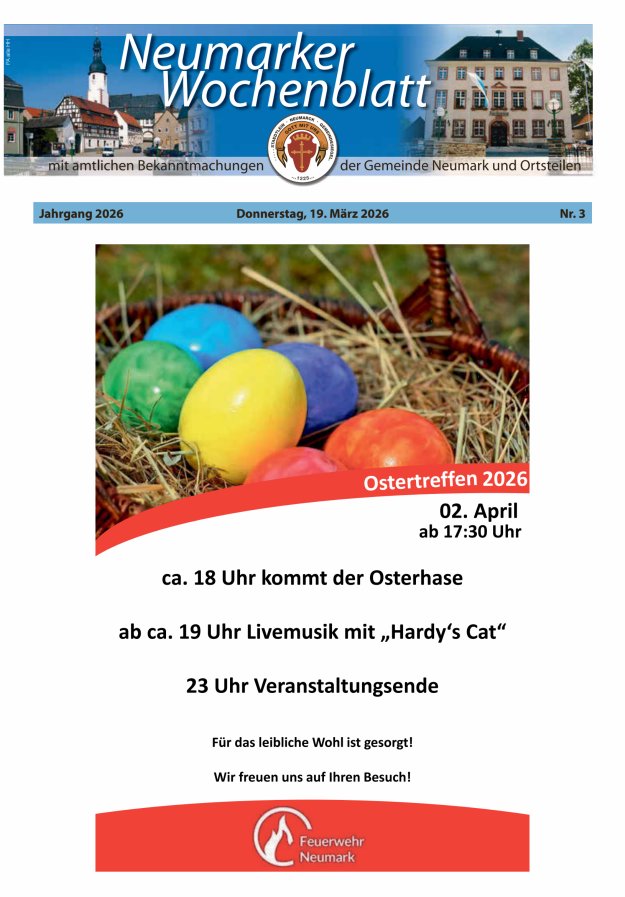 Neumarker Wochenblatt Titelblatt 03/2026