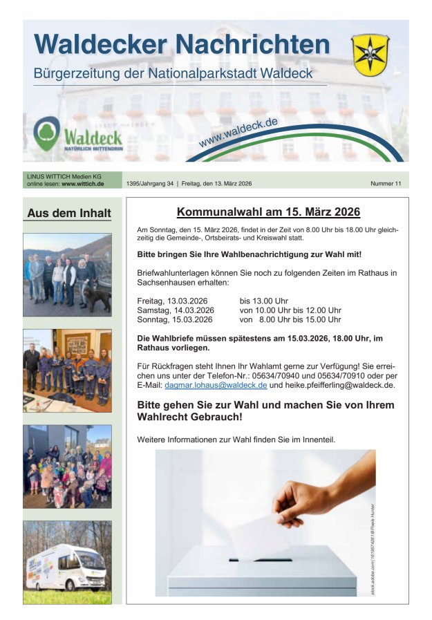 Waldecker Nachrichten Titelblatt 11/2026