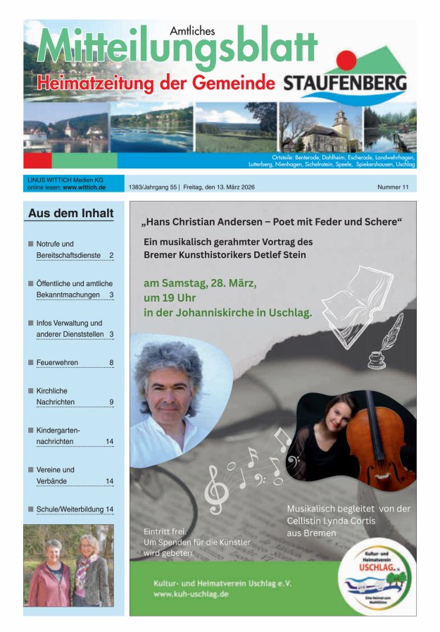 Heimatzeitung der Gemeinde Staufenberg Titelblatt 11/2026