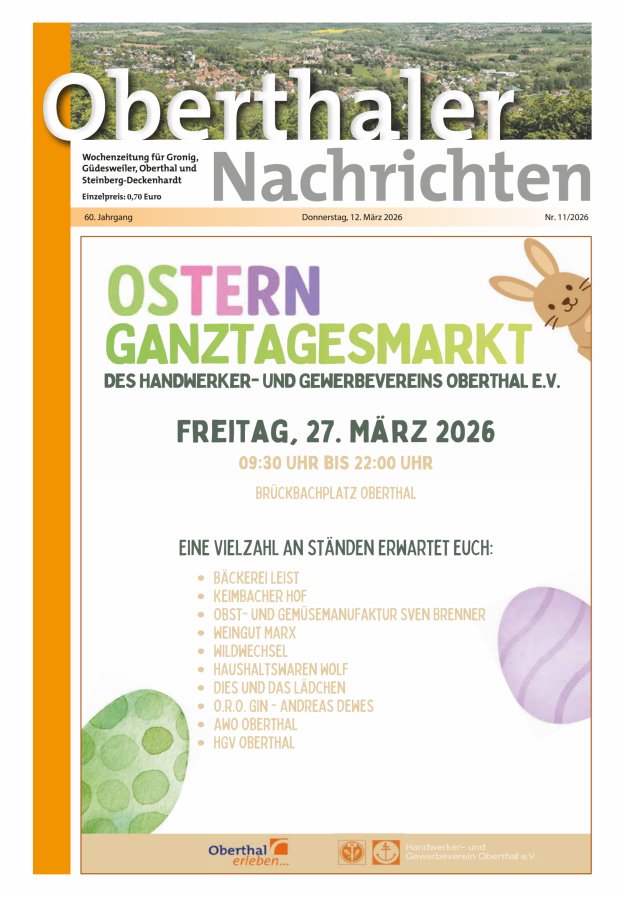 Oberthaler Nachrichten Titelblatt 11/2026