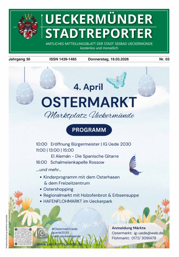 Ueckermünder Stadtreporter Titelblatt 03/2026