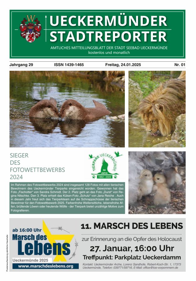 Ueckermünder Stadtreporter Titelblatt 01/2025