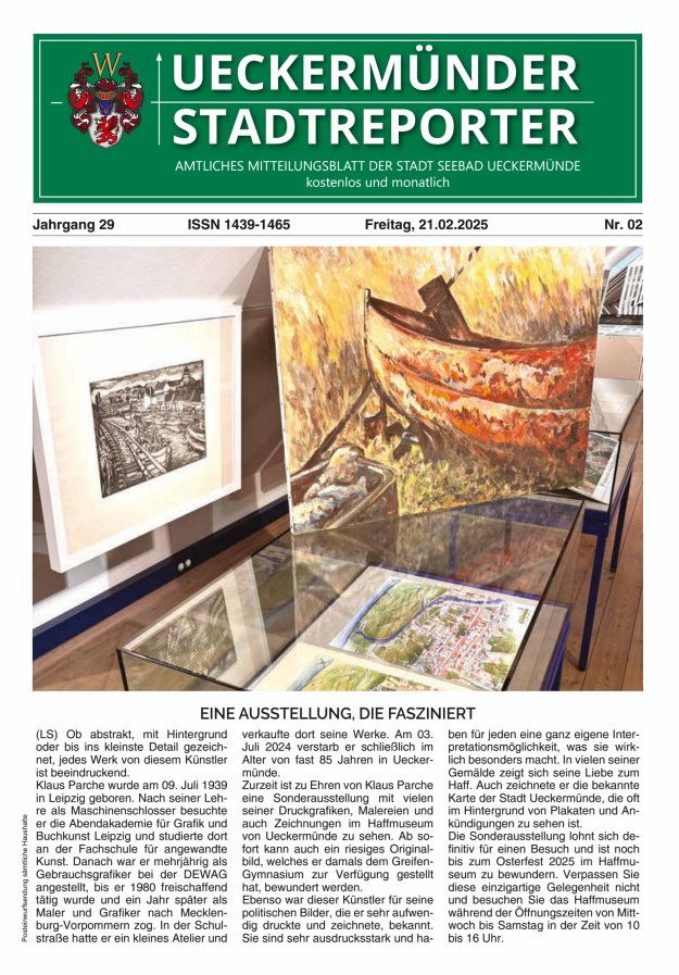 Ueckermünder Stadtreporter Titelblatt 02/2025
