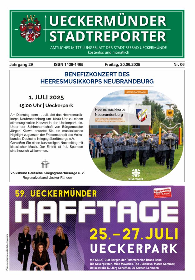 Ueckermünder Stadtreporter Titelblatt 06/2025
