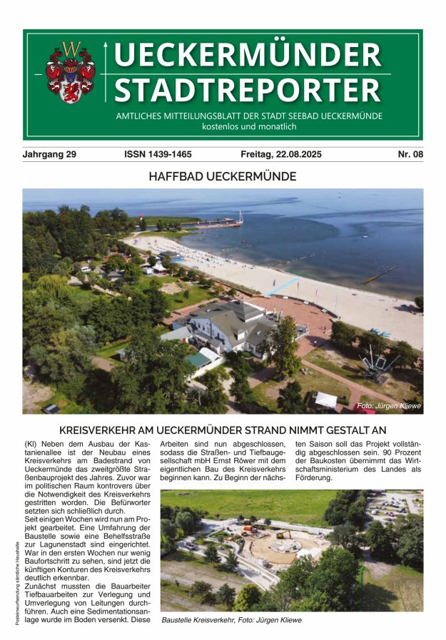 Ueckermünder Stadtreporter Titelblatt 08/2025