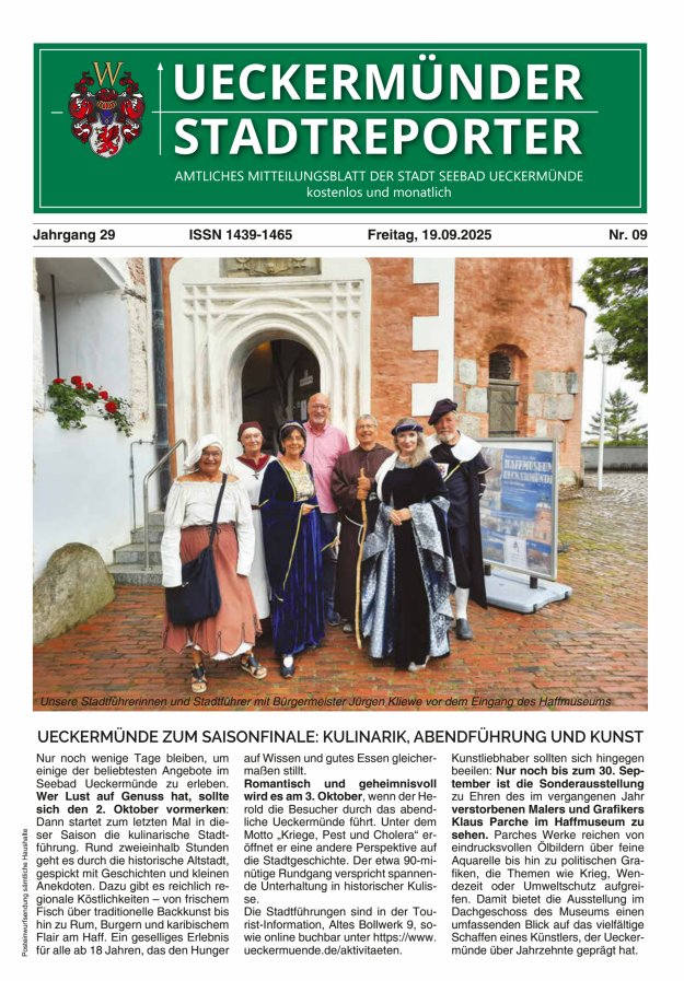 Ueckermünder Stadtreporter Titelblatt 09/2025