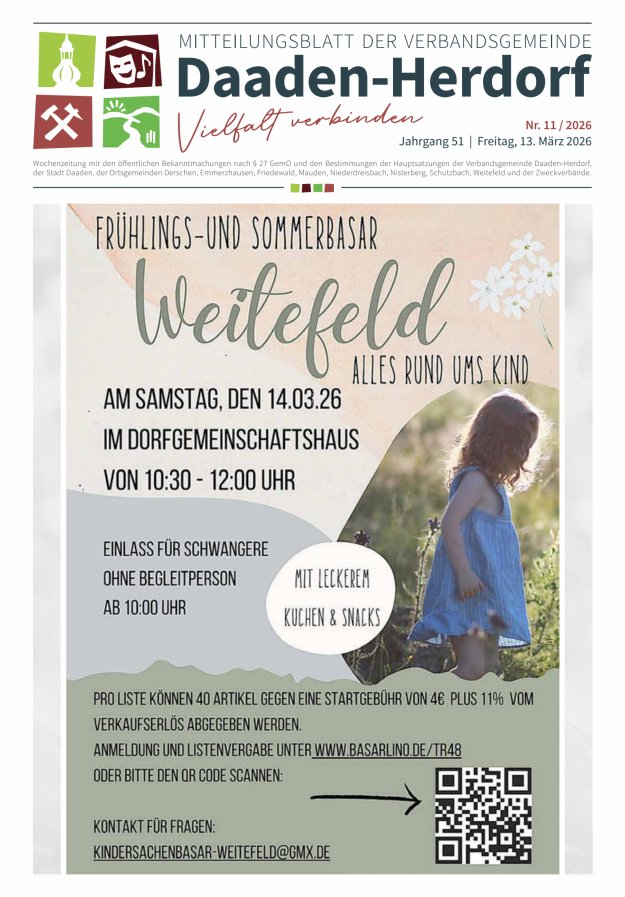 Mitteilungsblatt der Verbandsgemeinde Daaden-Herdorf Titelblatt 11/2026