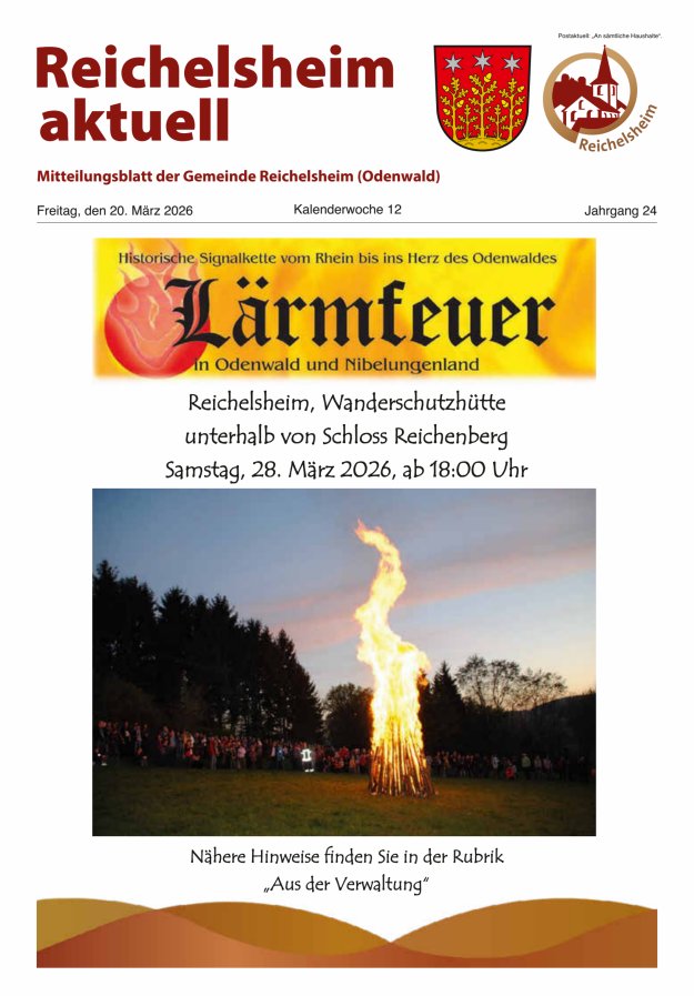Reichelsheim aktuell - Amtsblatt der Gemeinde Reichelsheim(Odenwald) Titelblatt 12/2026