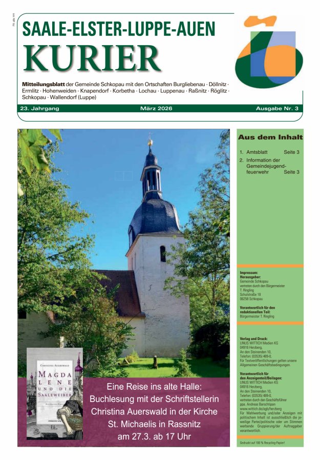 Saale-Elster-Luppe-Auen-Kurier Titelblatt 03/2026