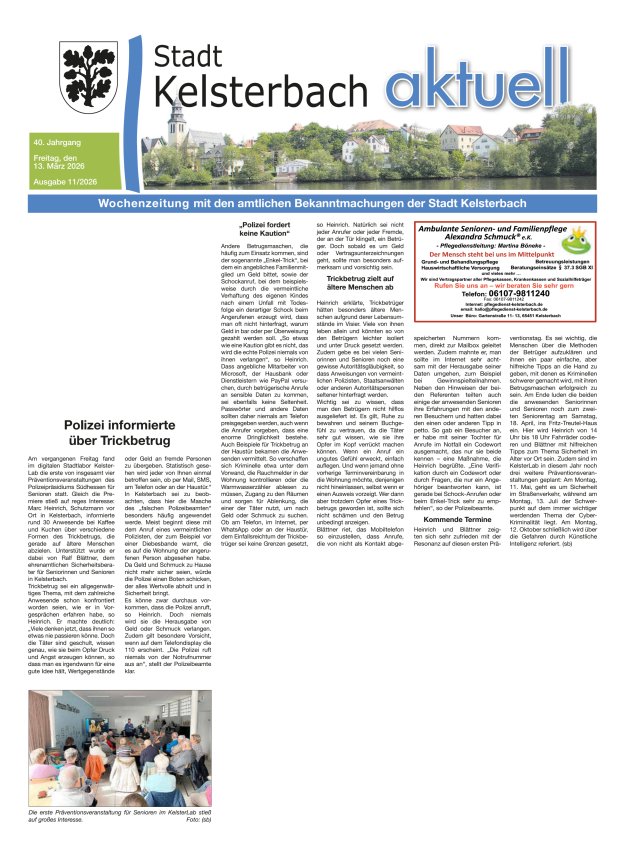 Kelsterbach aktuell Titelblatt 11/2026