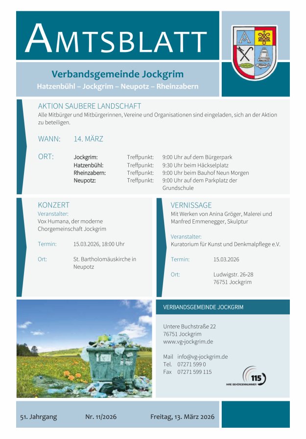 Amtsblatt VG Jockgrim Titelblatt 11/2026