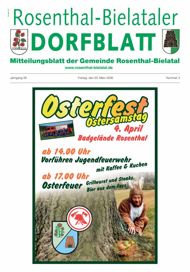 Rosenthal-Bielataler Dorfblatt Titelblatt 03/2026