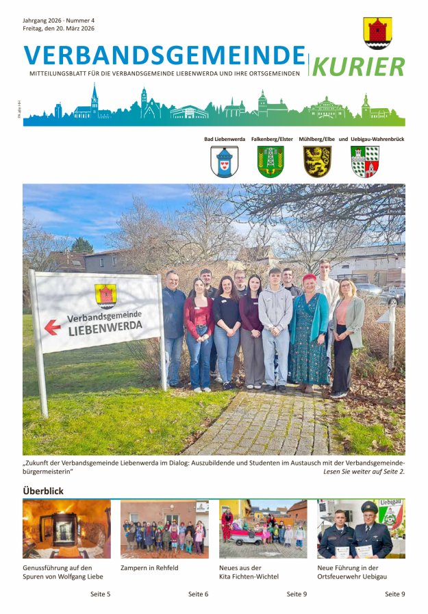 Verbandsgemeindekurier - Mitteilungsblatt für die Verbandsgemeinde Liebenwerda Titelblatt 04/2026