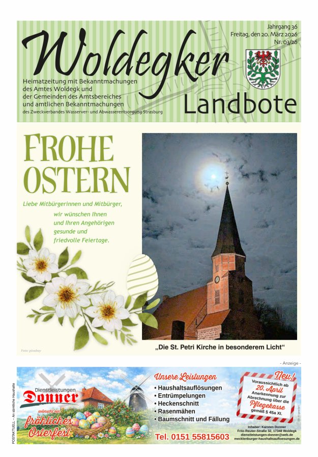 Woldegker Landbote Titelblatt 03/2026