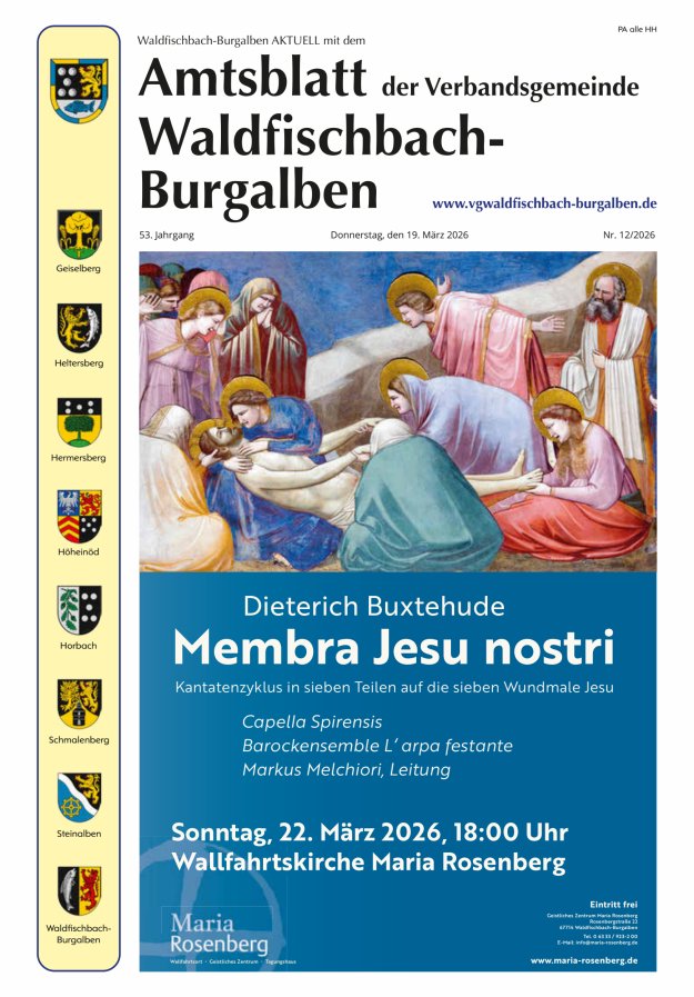 Amtsblatt der Verbandsgemeinde Waldfischbach-Burgalben Titelblatt 12/2026