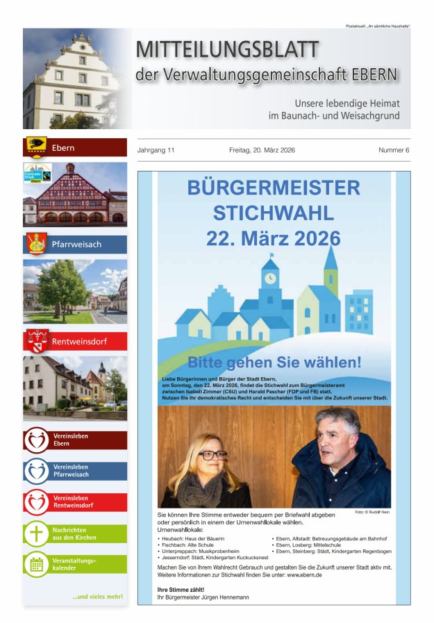 Mitteilungsblatt der Verwaltungsgemeinschaft Ebern Titelblatt 06/2026