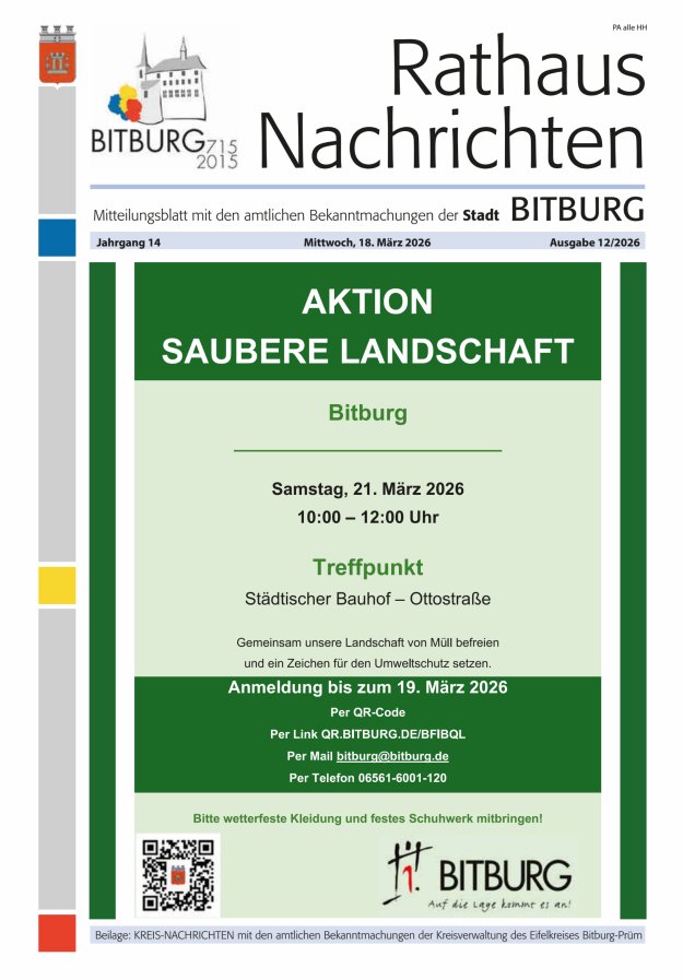 Rathaus-Nachrichten Bitburg Titelblatt 12/2026