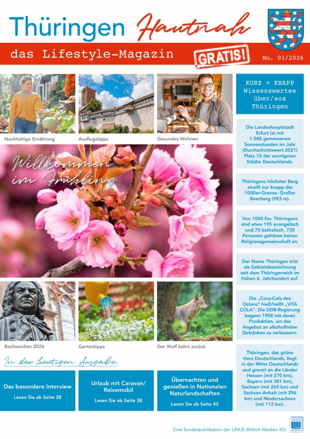 Thüringen Hautnah - Das Lifestyle-Magazin Titelblatt 01/2026