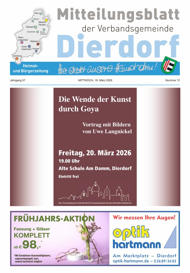 Mitteilungsblatt der Verbandsgemeinde Dierdorf Titelblatt 12/2026