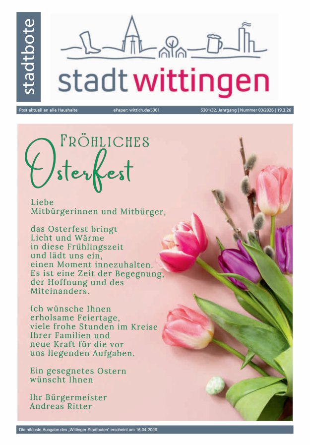 Wittinger Stadtbote Titelblatt 03/2026