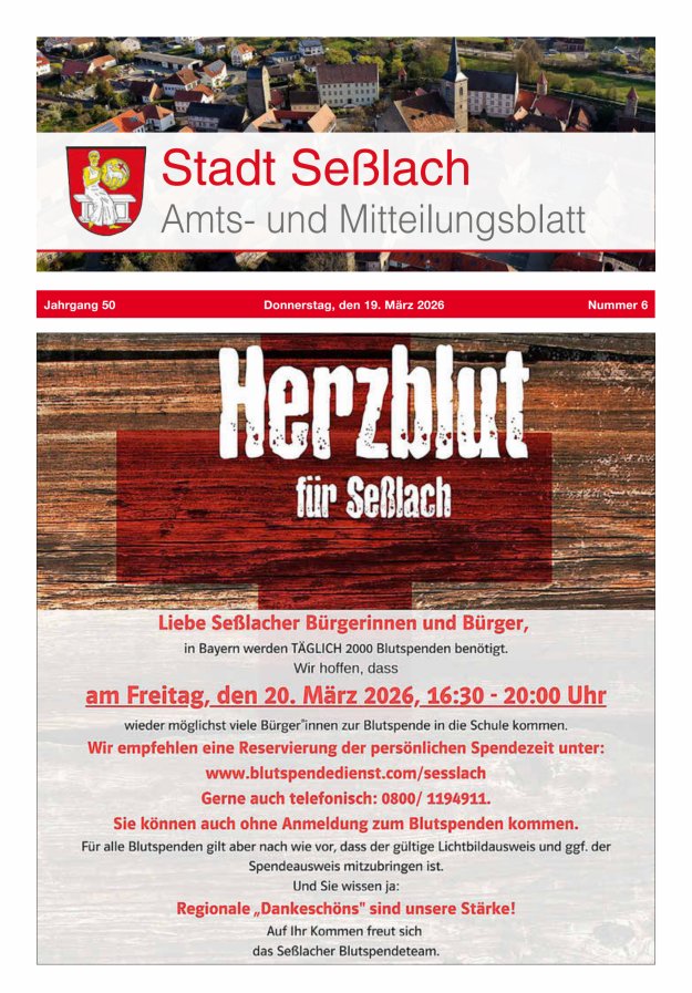 Amts- und Mitteilungsblatt Stadt Seßlach Titelblatt 06/2026