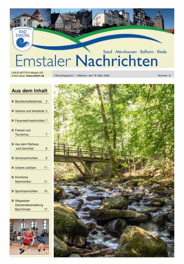 Emstaler Nachrichten Titelblatt 12/2026