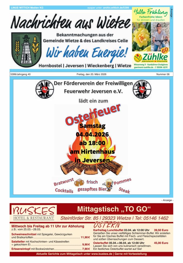 Nachrichten aus Wietze Titelblatt 06/2026