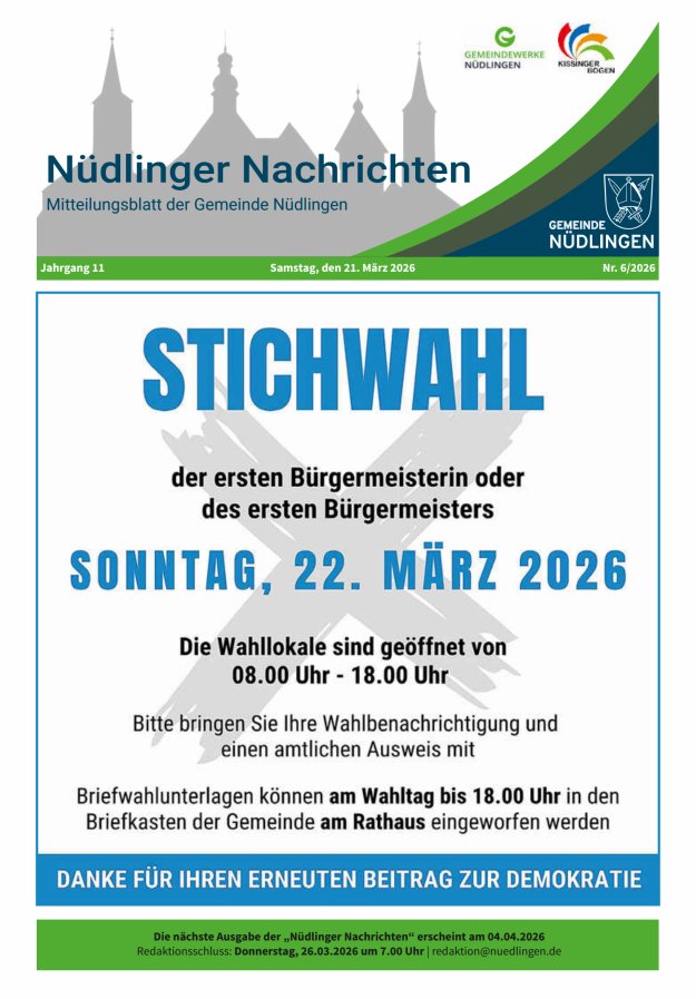 Nüdlinger Nachrichten Titelblatt 06/2026