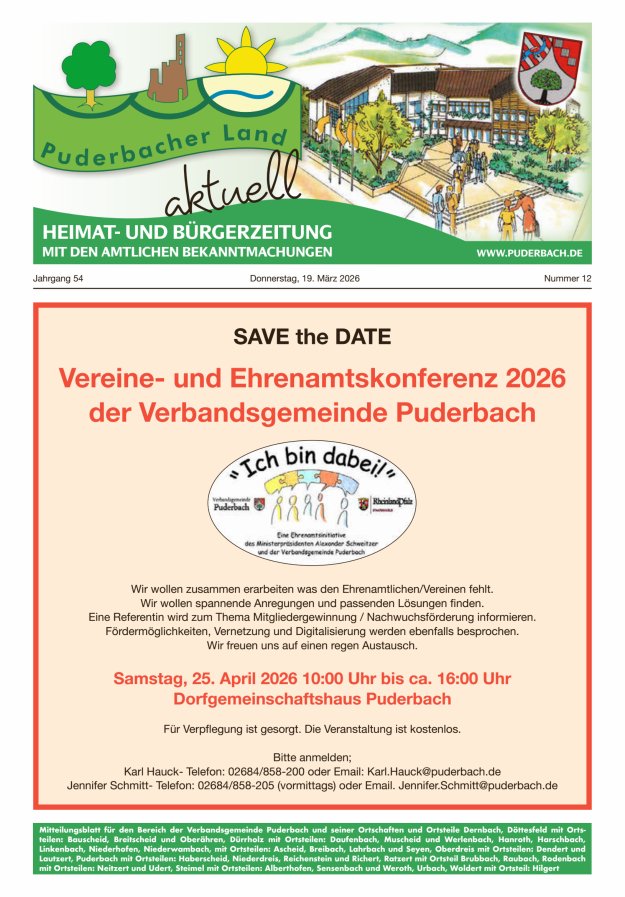 Puderbacher Land aktuell Titelblatt 12/2026