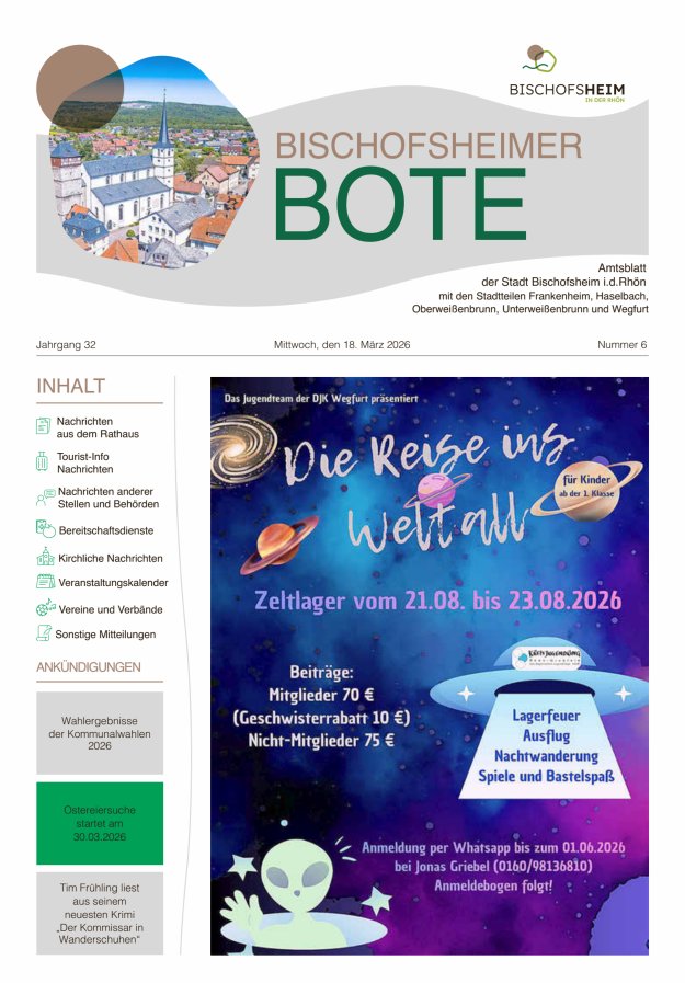 Bischofsheimer Bote Titelblatt 06/2026