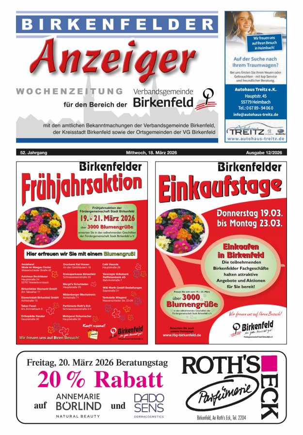 Birkenfelder Anzeiger Titelblatt 12/2026