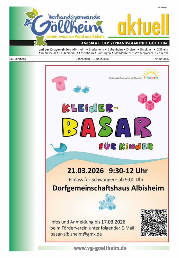 Verbandsgemeinde Göllheim aktuell Titelblatt 12/2026