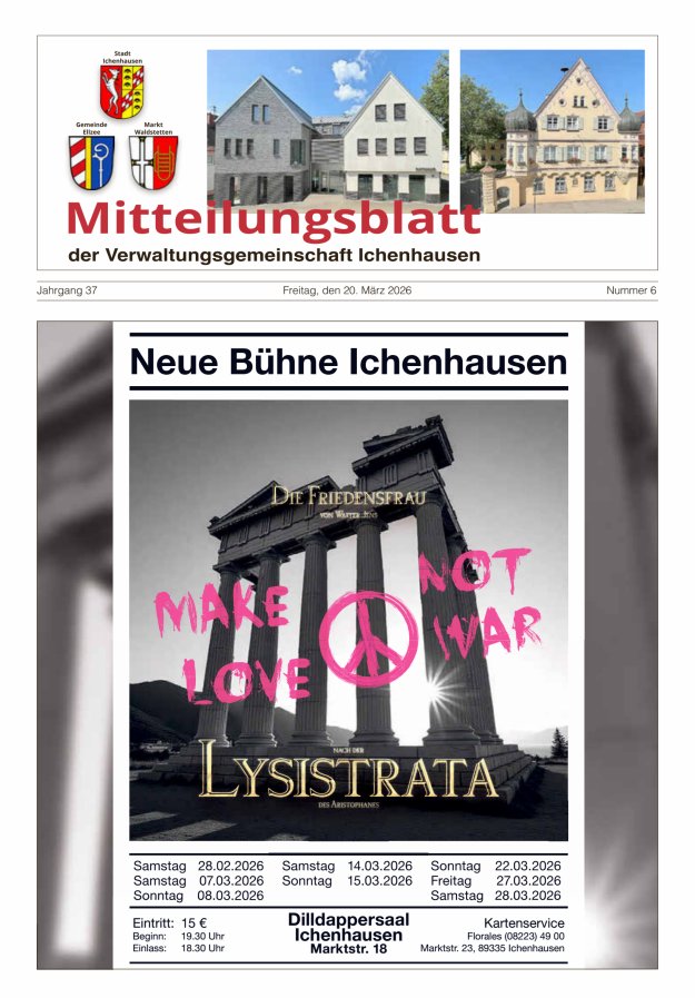 Mitteilungsblatt der Verwaltungsgemeinschaft Ichenhausen Titelblatt 06/2026