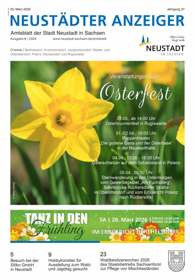 Neustädter Anzeiger - Amts- und Heimatblatt der Stadt Neustadt in Sachsen Titelblatt 06/2026