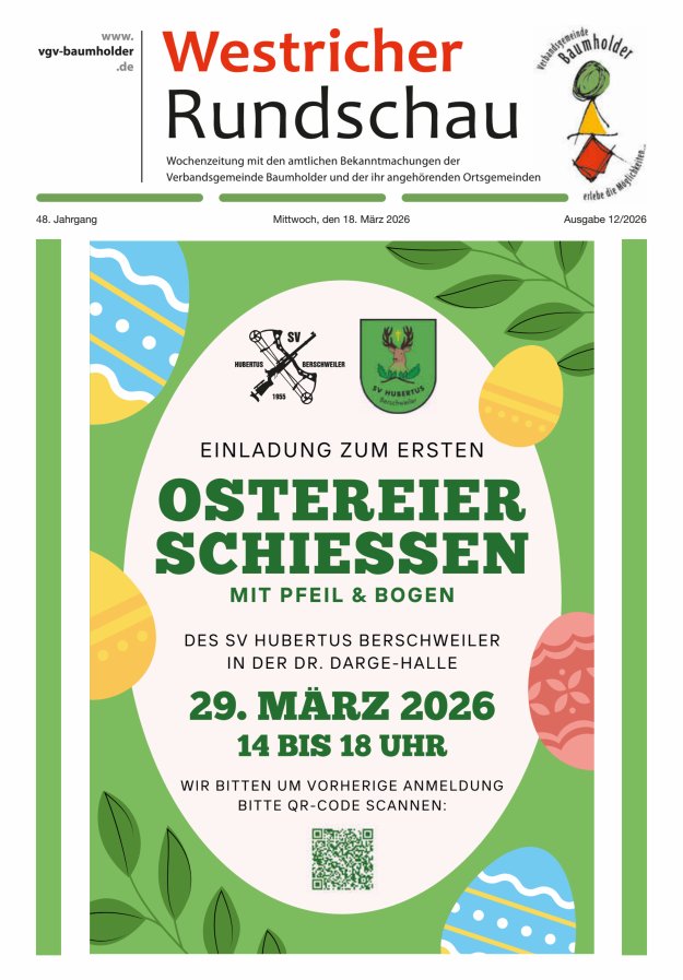 Westricher Rundschau VG Baumholder Titelblatt 12/2026