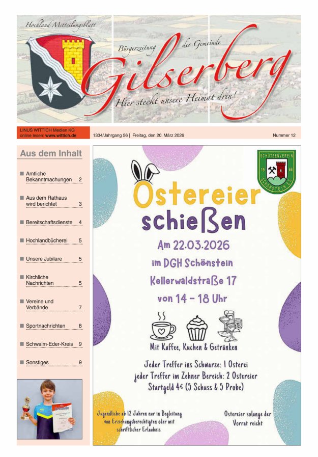 Hochland Mitteilungsblatt Gilserberg Titelblatt 12/2026