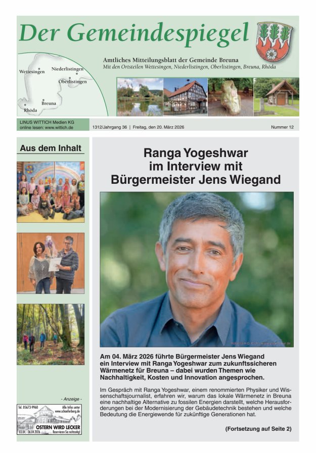 Der Gemeindespiegel (Breuna) Titelblatt 12/2026