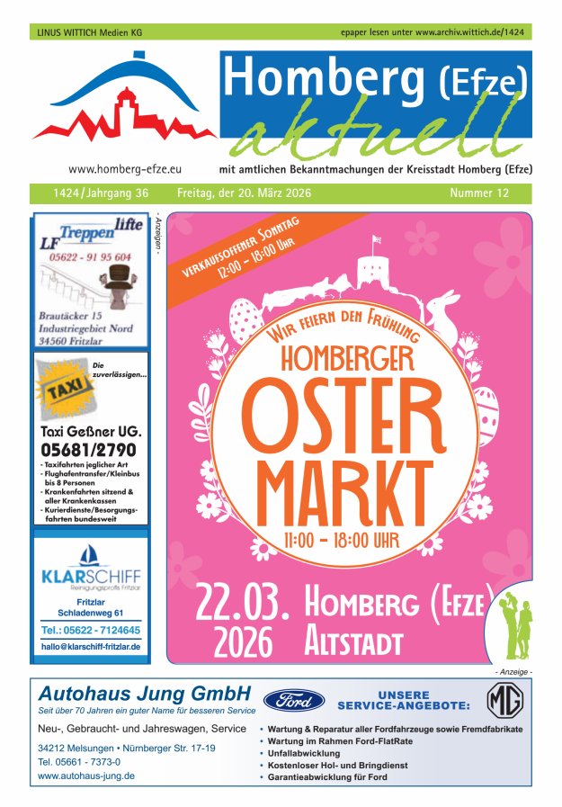Homberg Efze aktuell Titelblatt 12/2026