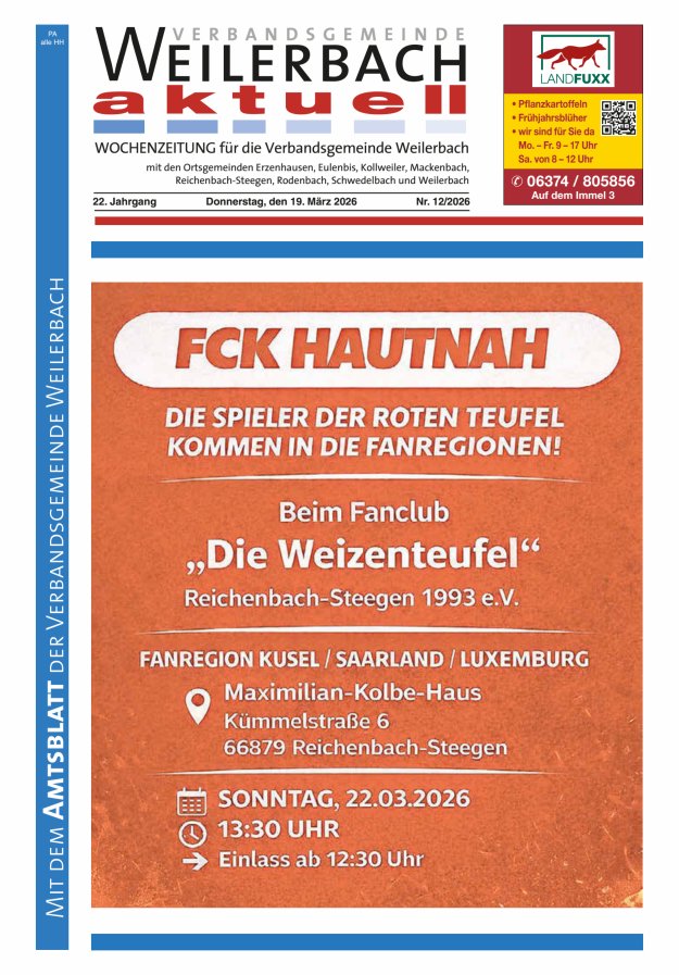 Verbandsgemeinde Weilerbach aktuell Titelblatt 12/2026