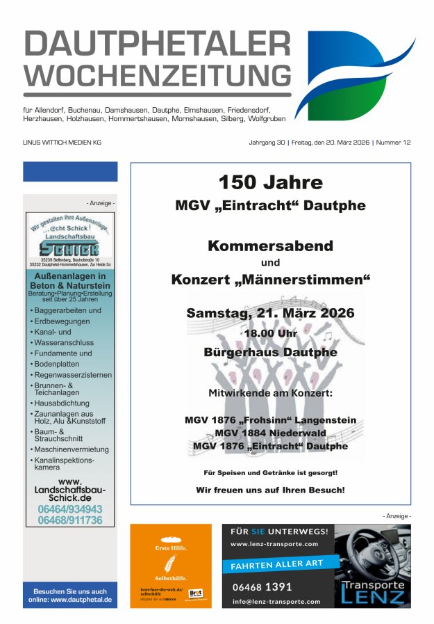 Dautphetaler Wochenzeitung Titelblatt 12/2026