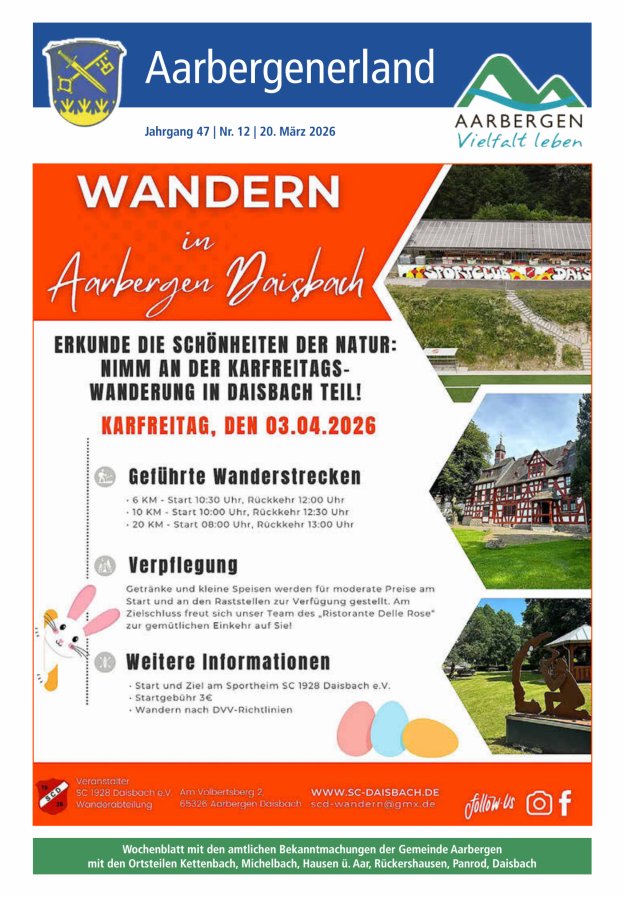 Aarbergenerland - Wochenblatt mit den amtlichen Bekanntmachungen Titelblatt 12/2026