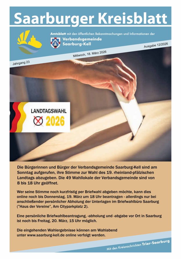Saarburger Kreisblatt Titelblatt 12/2026